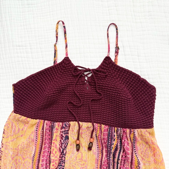 NWT Xhiliration crochet flowy burgundy red overlay maxi boho dress sz Med - Picture 3 of 16